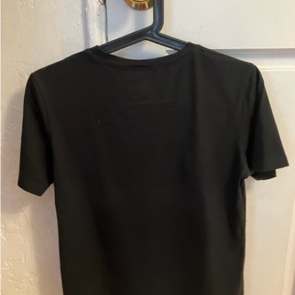 AUTHENTIC CHANEL UNIFORM STRASS LOGO BLACK SHORT SLEEVE TEE SHIRT SIZE XS - Picture 2 of 6